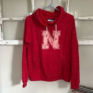 Women’s Nebraska Huskers cowlneck sweatshirt in burnt red